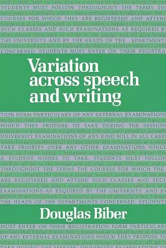 Variation across Speech and Writing cover