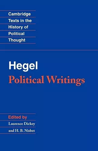 Hegel: Political Writings cover