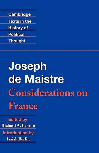 Maistre: Considerations on France cover
