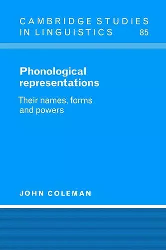 Phonological Representations cover