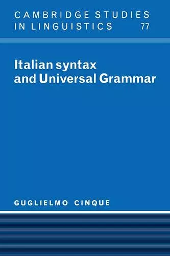 Italian Syntax and Universal Grammar cover