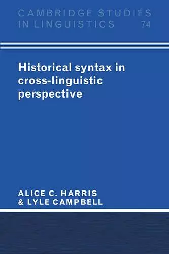 Historical Syntax in Cross-Linguistic Perspective cover