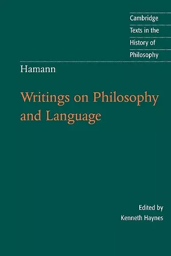 Hamann: Writings on Philosophy and Language cover