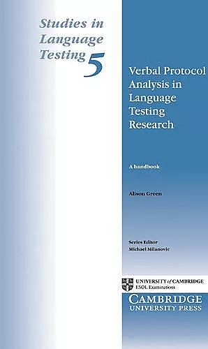 Verbal Protocol Analysis in Language Testing Research cover