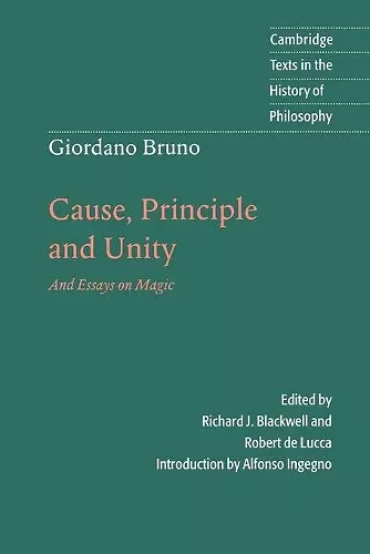 Giordano Bruno: Cause, Principle and Unity cover