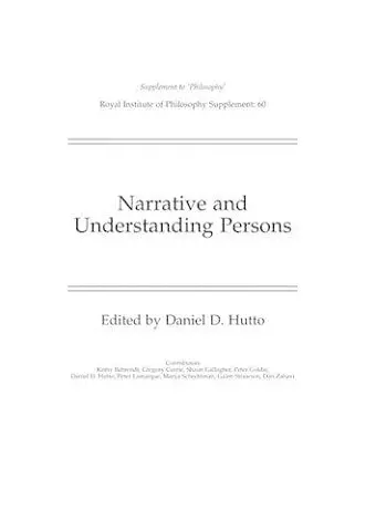 Narrative and Understanding Persons cover