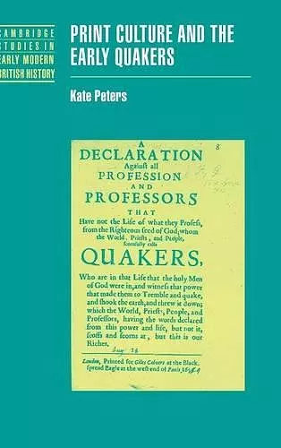 Print Culture and the Early Quakers cover