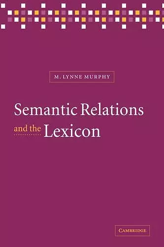 Semantic Relations and the Lexicon cover