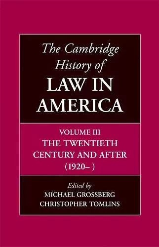 The Cambridge History of Law in America cover