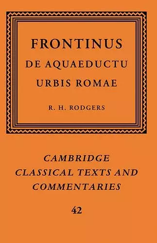 Frontinus: De Aquaeductu Urbis Romae cover