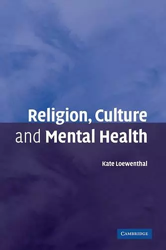 Religion, Culture and Mental Health cover