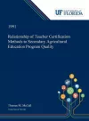 Relationship of Teacher Certification Methods to Secondary Agricultural Education Program Quality cover