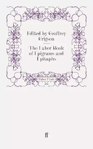 The Faber Book of Epigrams and Epitaphs cover