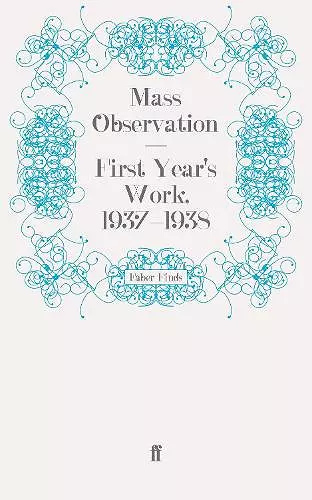 First Year's Work, 1937-1938 cover