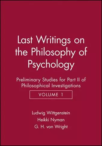 Last Writings on the Phiosophy of Psychology cover