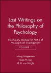 Last Writings on the Phiosophy of Psychology cover