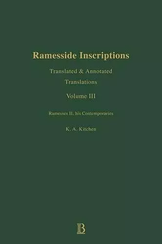 Ramesside Inscriptions, Ramesses II, His Contempories cover