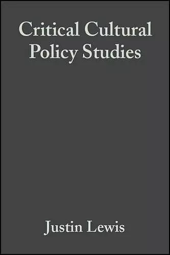 Critical Cultural Policy Studies cover