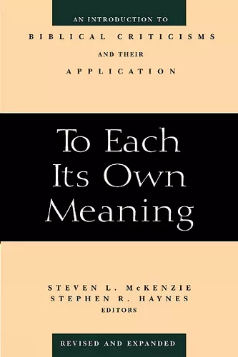 To Each Its Own Meaning, Revised and Expanded cover