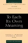 To Each Its Own Meaning, Revised and Expanded cover