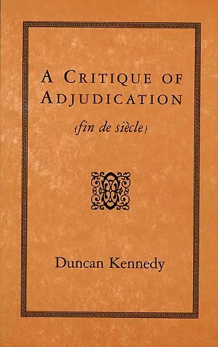 A Critique of Adjudication cover