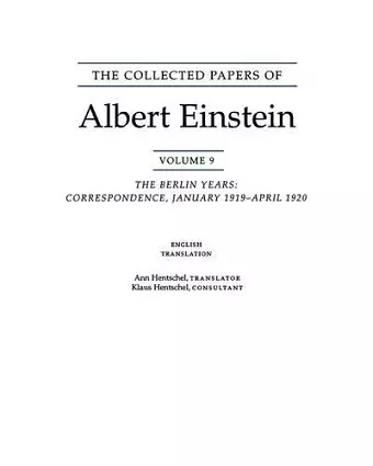 The Collected Papers of Albert Einstein, Volume 9. (English) cover