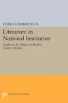 Literature as National Institution cover