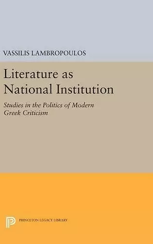 Literature as National Institution cover