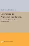 Literature as National Institution cover