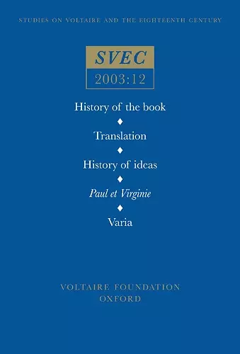 History of the book; Translation; History of ideas; Paul et Virginie; Varia cover