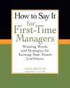 How To Say It for First-Time Managers cover