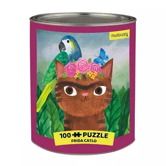 Frida Catlo Artsy Cats 100 Piece Puzzle Tin cover