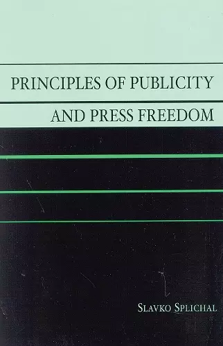 Principles of Publicity and Press Freedom cover