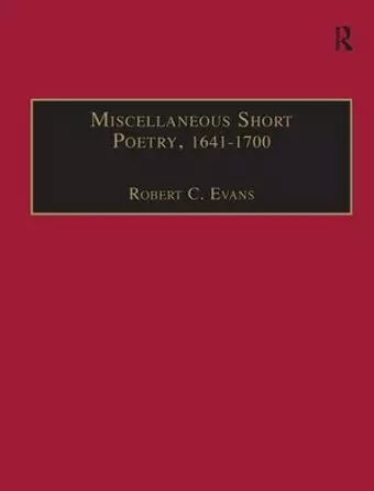 Miscellaneous Short Poetry, 1641–1700 cover