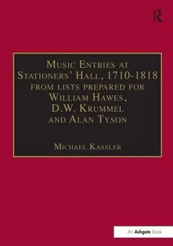 Music Entries at Stationers' Hall, 1710–1818 cover