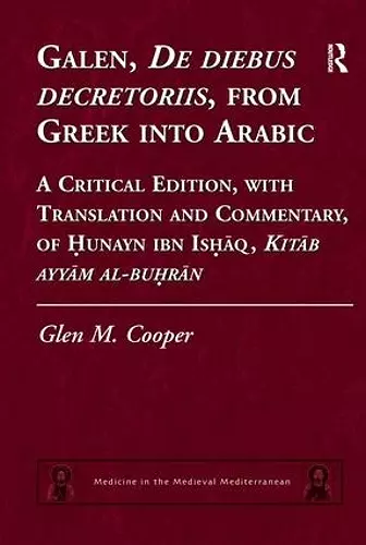 Galen, De diebus decretoriis, from Greek into Arabic cover