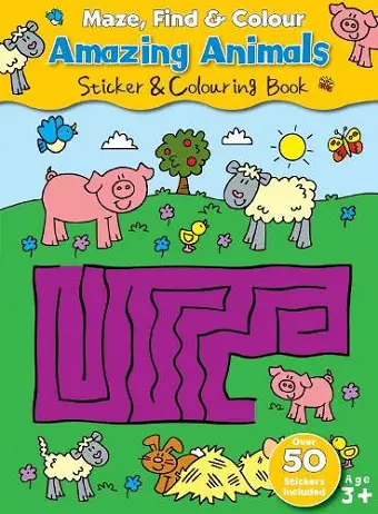 Maze, Find & Colour Amazing Animals cover