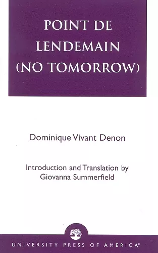 Point de lendemain (No Tomorrow) cover