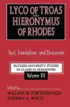 Lyco of Troas and Hieronymus of Rhodes cover