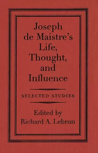 Joseph de Maistre cover