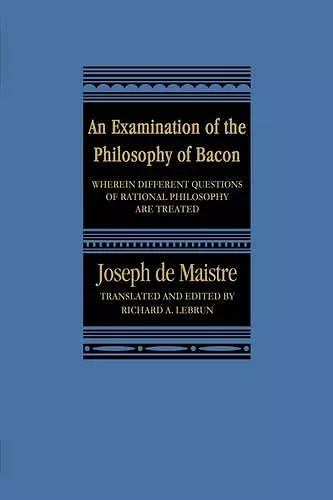 An Examination of the Philosophy of Bacon cover