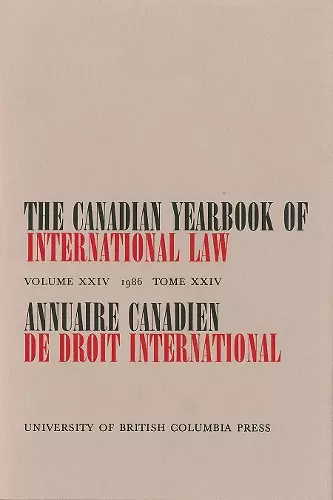 The Canadian Yearbook of International Law, Vol. 24, 1986 cover