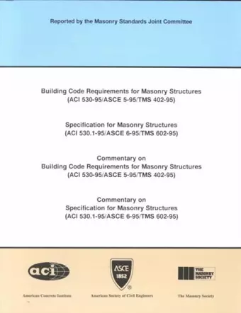 Building Code Requirements for Masonry Structures (ACI 530-95/ASCE 5-95/TMS 402-95) cover
