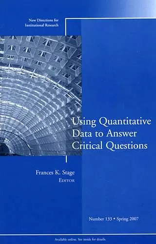 Using Quantitative Data to Answer Critical Questions cover