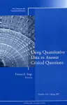 Using Quantitative Data to Answer Critical Questions cover