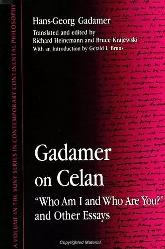 Gadamer on Celan cover