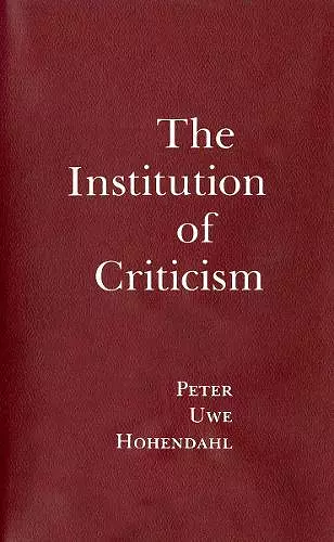 The Institution of Criticism cover