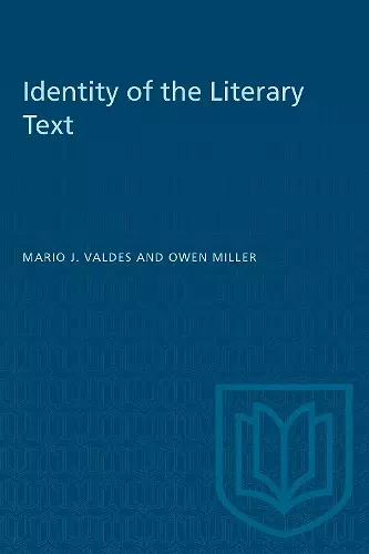 Identity of the Literary Text cover