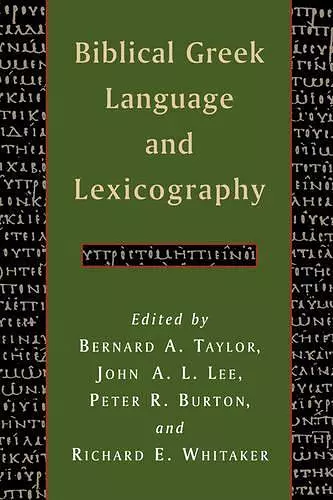 Biblical Greek Language and Lexicography cover