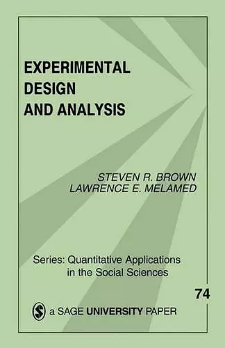 Experimental Design and Analysis cover